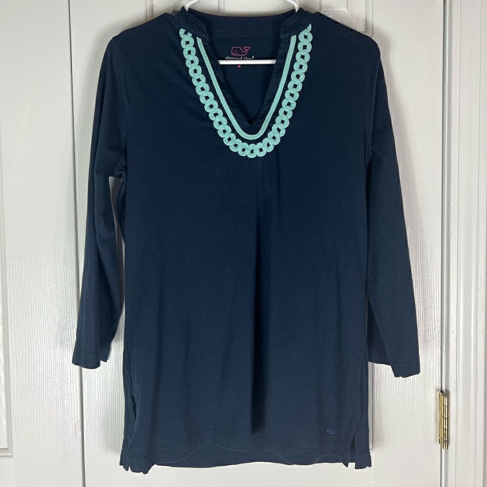 Vineyard Vines Navy 3/4 Sleeve Blouse Size M